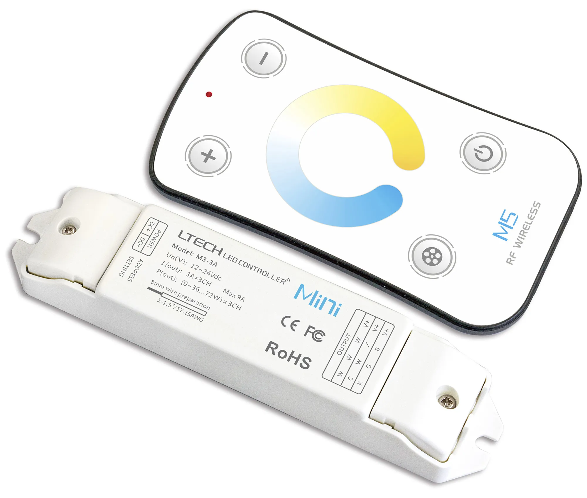 CV RF Receiving Controller 12/24 V DC 3A x 3CH 108W/216W, PWM output IP20 M3-3A  LTECH Wireless Receiver